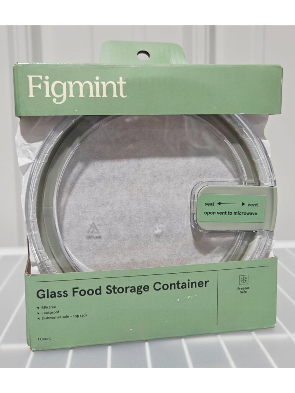 Figmint Glass Food Storage Bowl 4 Cup Size w/ Seal & Vent Lock Tight Lid
